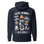 Crew hoodie featuring a maritime drill design inspired by shipboard exercises and the “end of exercise” announcement after safety drills.