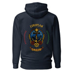 Crew hoodie representing a European sailor, symbolizing professional seamanship, maritime tradition, and international crew identity on board a vessel.