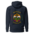 Unisex navy blazer cotton hoodie by 7SHORT1LONG® with sailor-inspired design and front pouch pocket.