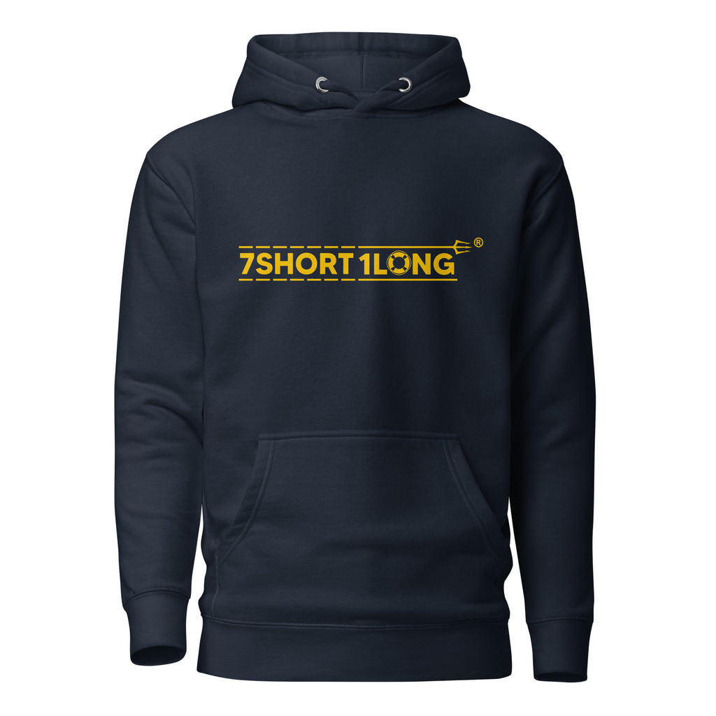 Unisex Filipino Sailor Hoodie by 7SHORT1LONG® in navy blazer cotton fabric, featuring a front design and casual pullover style.