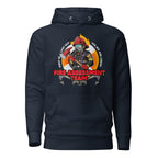 Unisex navy blazer firefighting crew hoodie by 7SHORT1LONG® with front pocket and cotton heritage material.