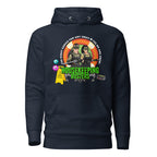 Unisex navy blazer hoodie from 7SHORT1LONG® Housekeeping Department Buster collection, featuring a front view of the premium cotton pullover.