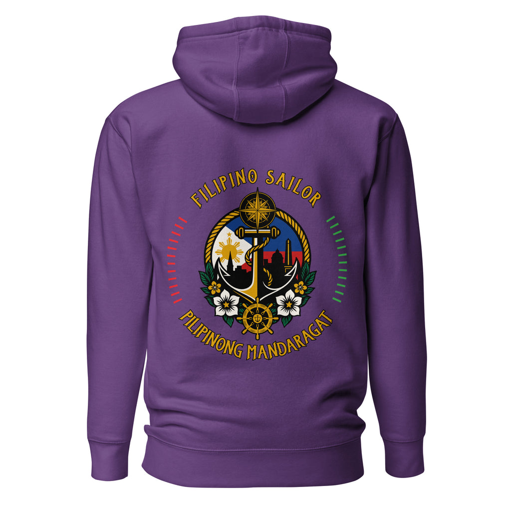 Purple Filipino Sailor Hoodie by 7SHORT1LONG® featuring a cotton heritage unisex pullover with sailor-inspired design and back detail.