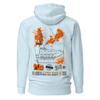 Sky blue unisex cotton hoodie from Free Fall Lifeboat by 7SHORT1LONG®, featuring a relaxed fit and premium pullover design.