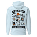 Sky blue Maritime Safety Drill Hoodie by 7SHORT1LONG® featuring a unisex cotton heritage pullover with safety-themed design on the back.