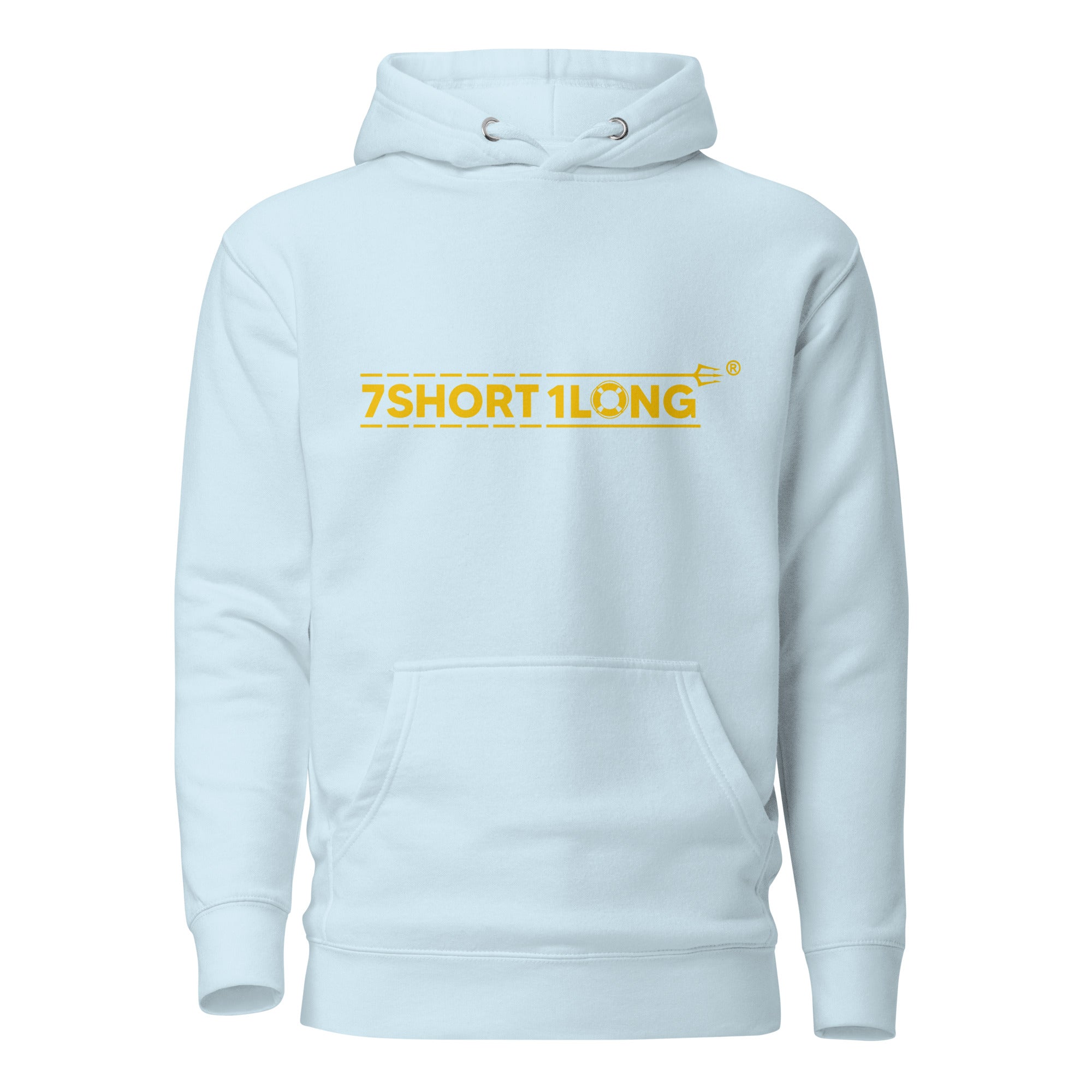 Unisex Myanmar Sailor Hoodie by 7SHORT1LONG® in sky blue cotton, front view showing hoodie design and soft fabric detail.