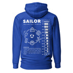 Unisex Seafarer Daily Life Hoodie by 7SHORT1LONG® in team royal cotton heritage fabric, back view showing comfortable fit.