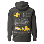 Crew hoodie inspired by tender boat operations and SOLAS safety regulations, representing maritime safety, crew transfers, and small craft operations at sea.