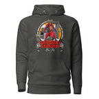 Unisex black cotton hoodie featuring vintage-inspired Samurai Ship Security design by 7SHORT1LONG® on the front.