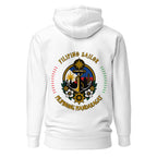 Unisex Filipino Sailor Hoodie by 7SHORT1LONG® in white cotton with back print, featuring a comfortable pullover design.