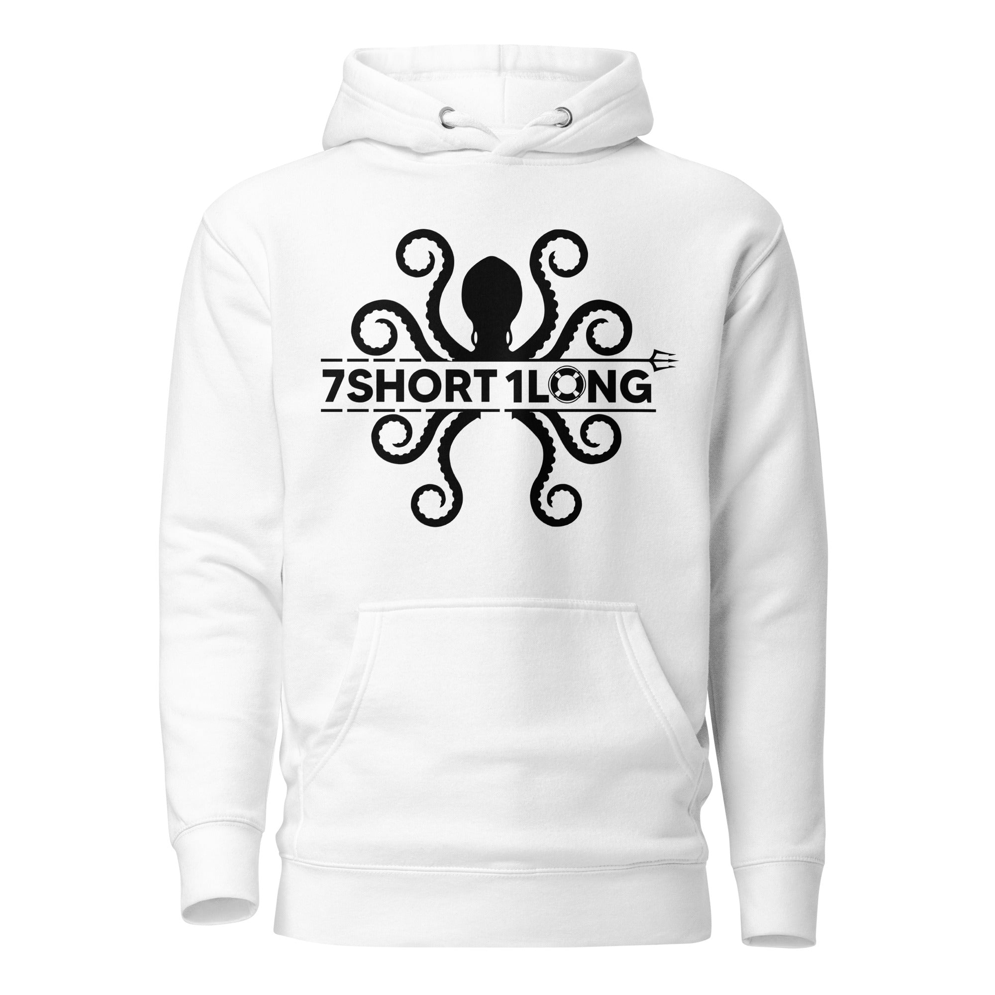 Octopus Hoodie by 7SHORT1LONG featuring a maritime octopus design and signal mark, symbolizing intelligence, adaptability, and resilience in life at sea. Main image