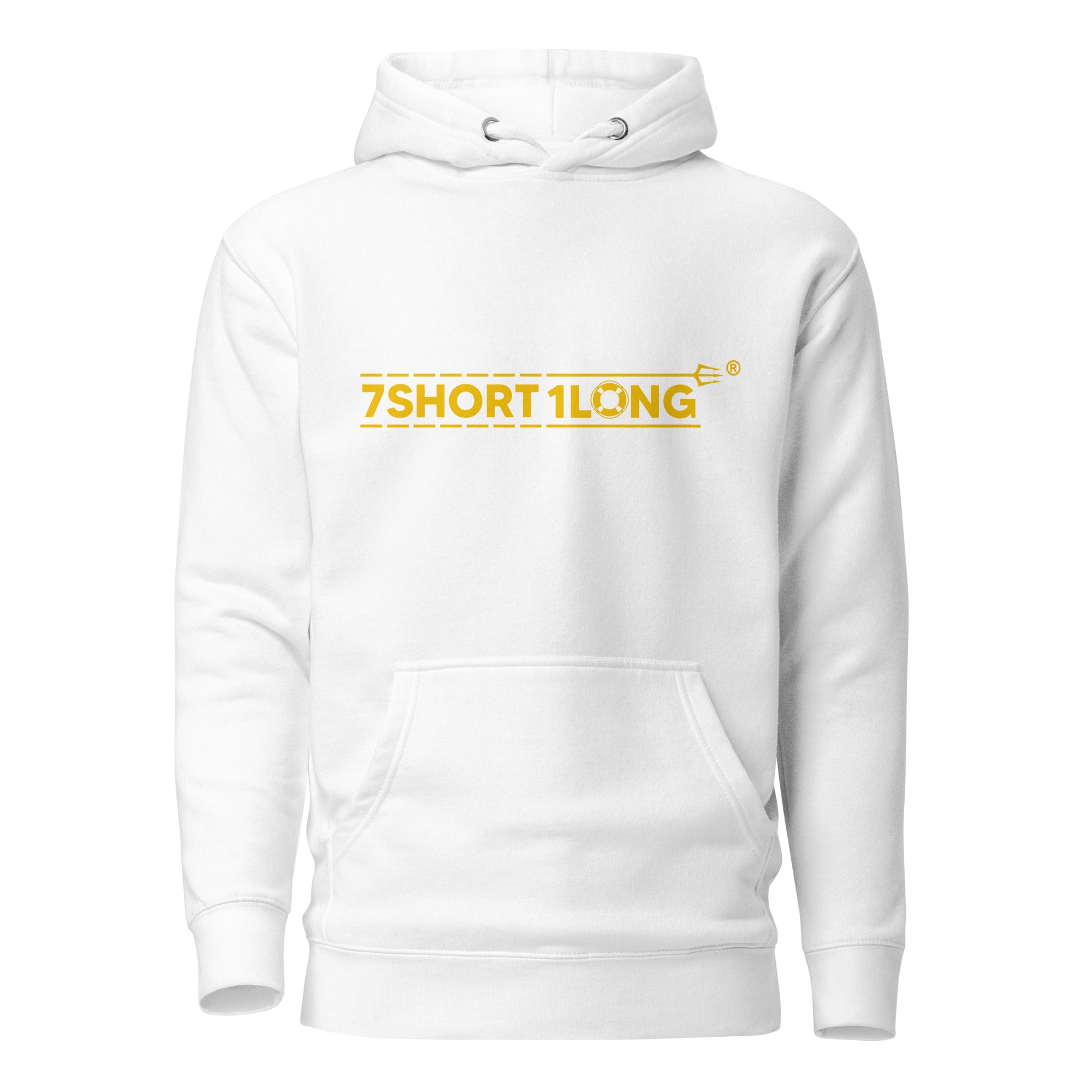 Unisex white Myanmar Sailor Hoodie by 7SHORT1LONG® with cotton heritage fabric, showcasing front view of the pullover design.