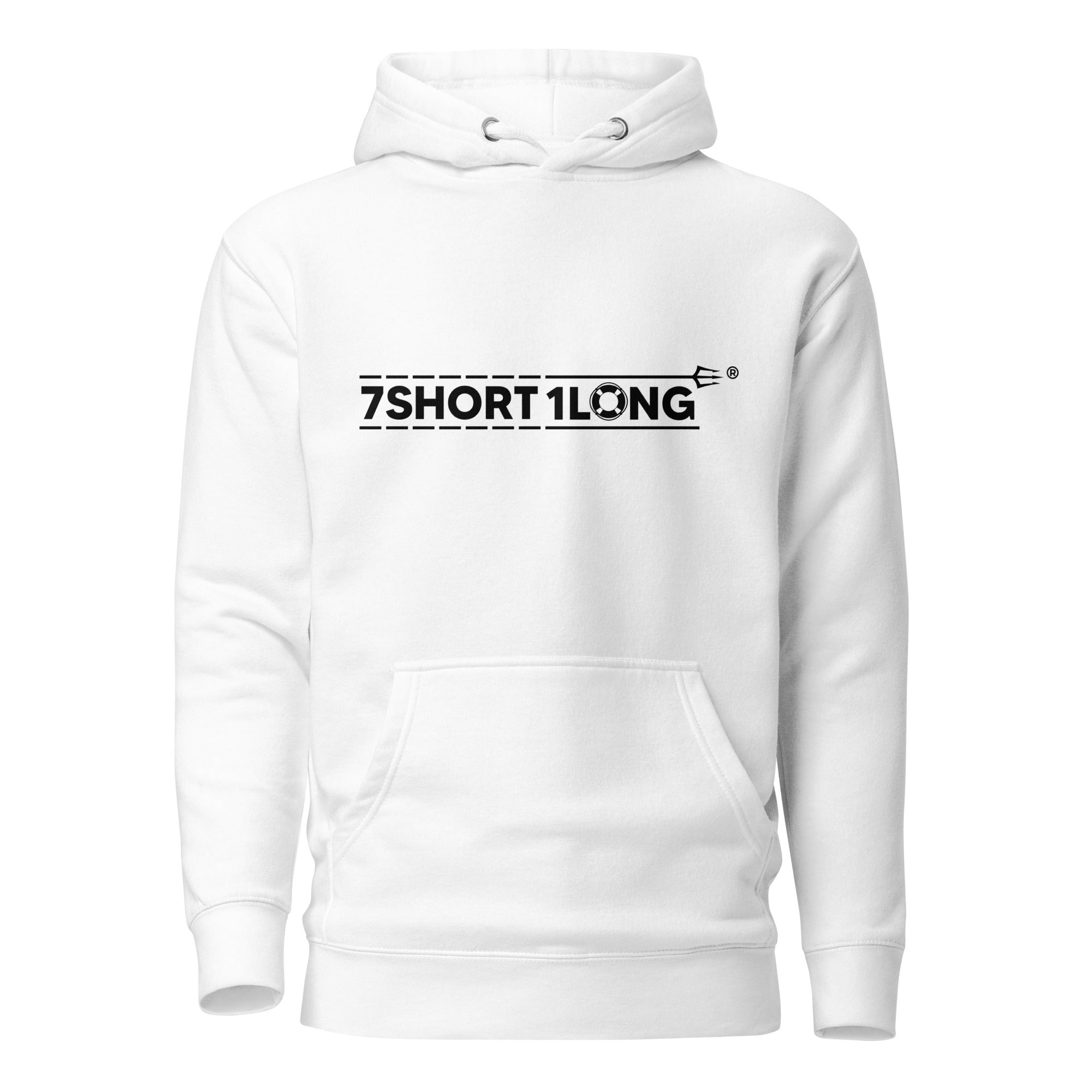 White Seafarer Daily Life Hoodie by 7SHORT1LONG® featuring a unisex cotton heritage pullover with front design.