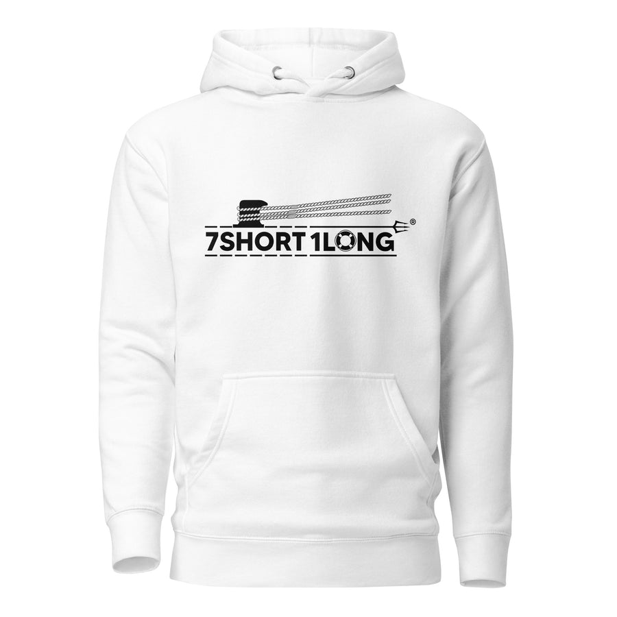 White Deckhand Crew Maritime Hoodie by 7SHORT1LONG® featuring unisex cotton heritage pullover design.