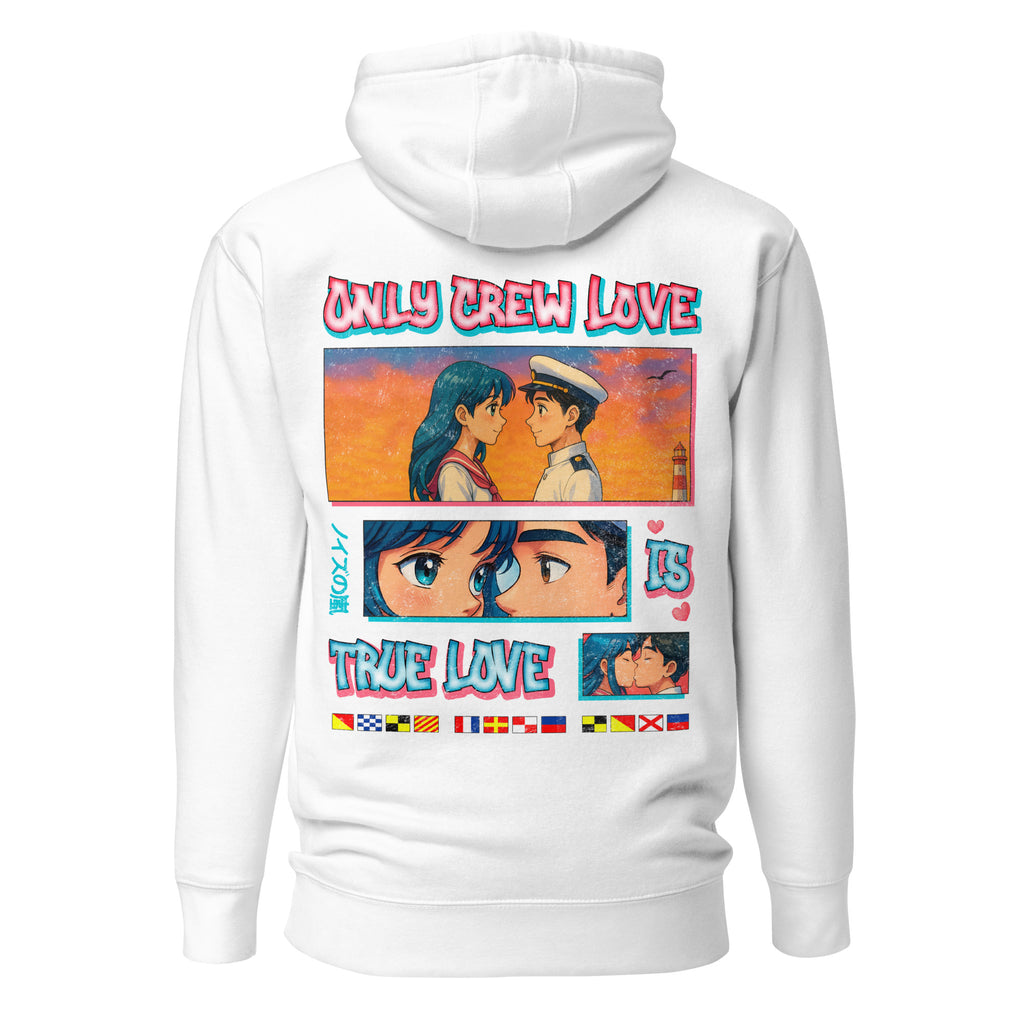 Seafarer Anime Crew Love Is True Love Hoodie by 7SHORT1LONG®, maritime-themed casual hoodie with graphic design.