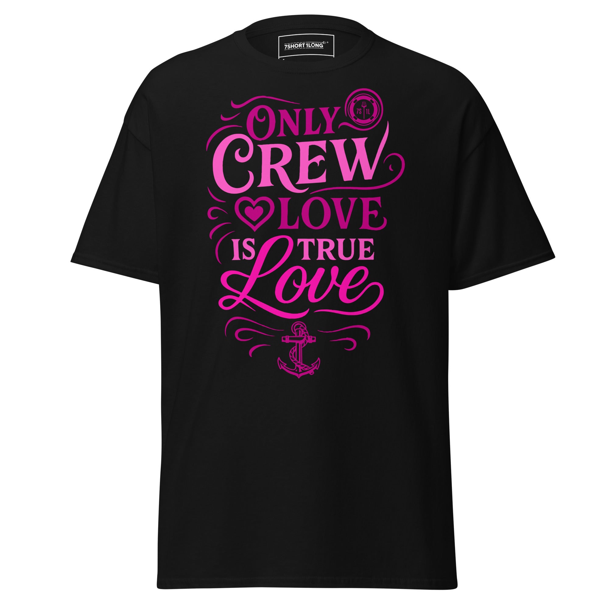 crew love t-shirt nautical calligraphy sailor lifestyle romantic black tee Main image
