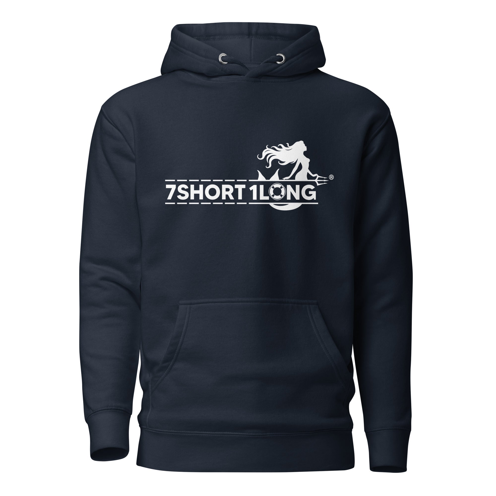 7SHORT1LONG® Mermaid Cruise Ship Hoodie featuring a nautical cruise ship and mermaid design on soft fabric.