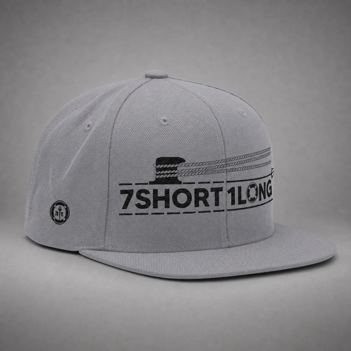 Silver Deck Hand rope and signal snapback cap shown from the left side in a gray floating studio.