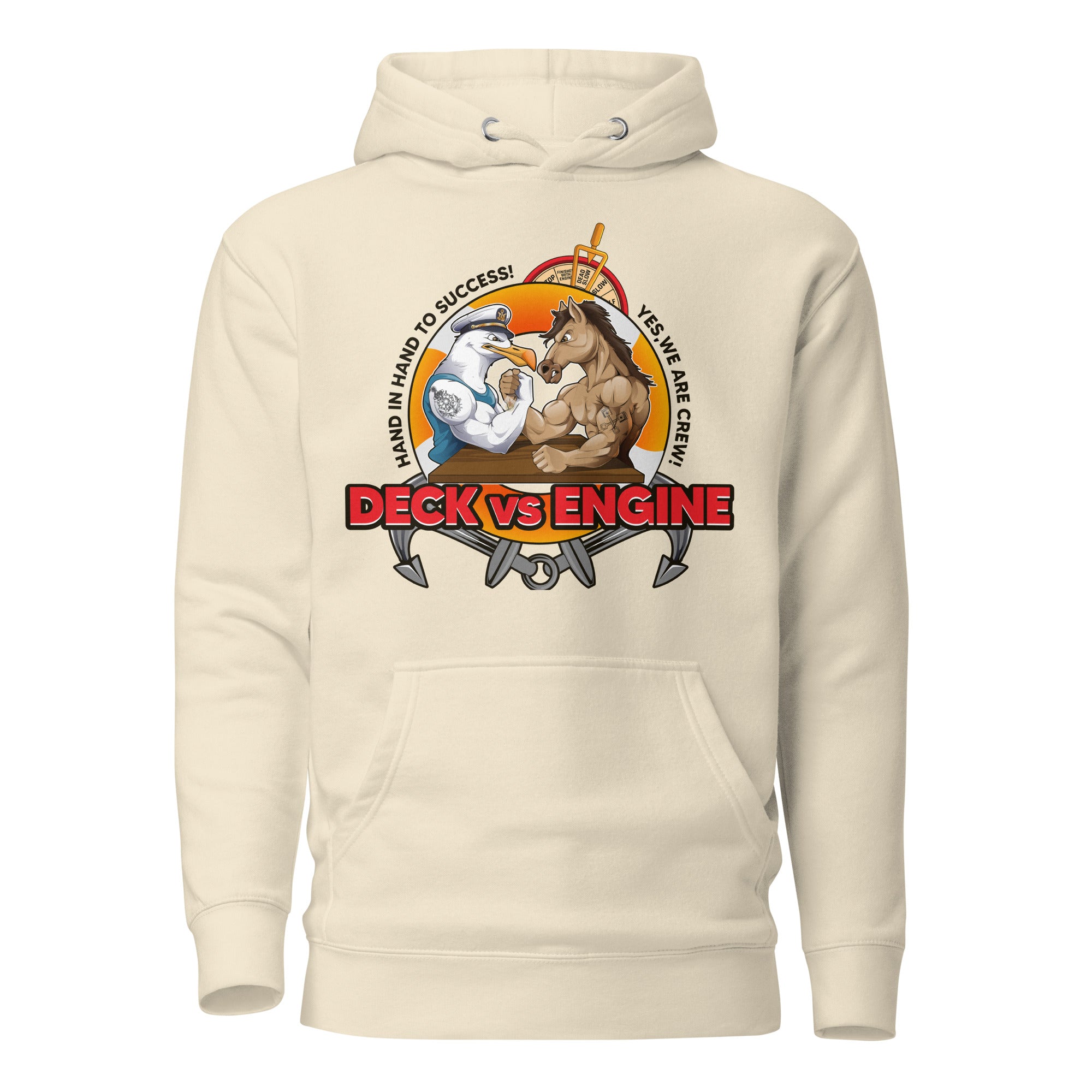 7SHORT1LONG® Deck vs Engine Department Hoodie featuring front graphic and comfortable fabric, perfect for casual wear.