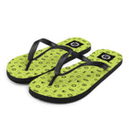 Nautical Pattern Flip Flops in lemon green on a cruise ship pool