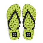 Nautical Pattern Flip Flops in lemon green on a cruise ship pool