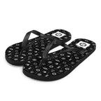 7SHORT1LONG® beach flip flops with maritime nautical icon design in black, perfect for seaside activities and casual wear.