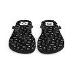 7SHORT1LONG® Beach flip flops with nautical icon design featuring maritime-themed print on black rubber sandals