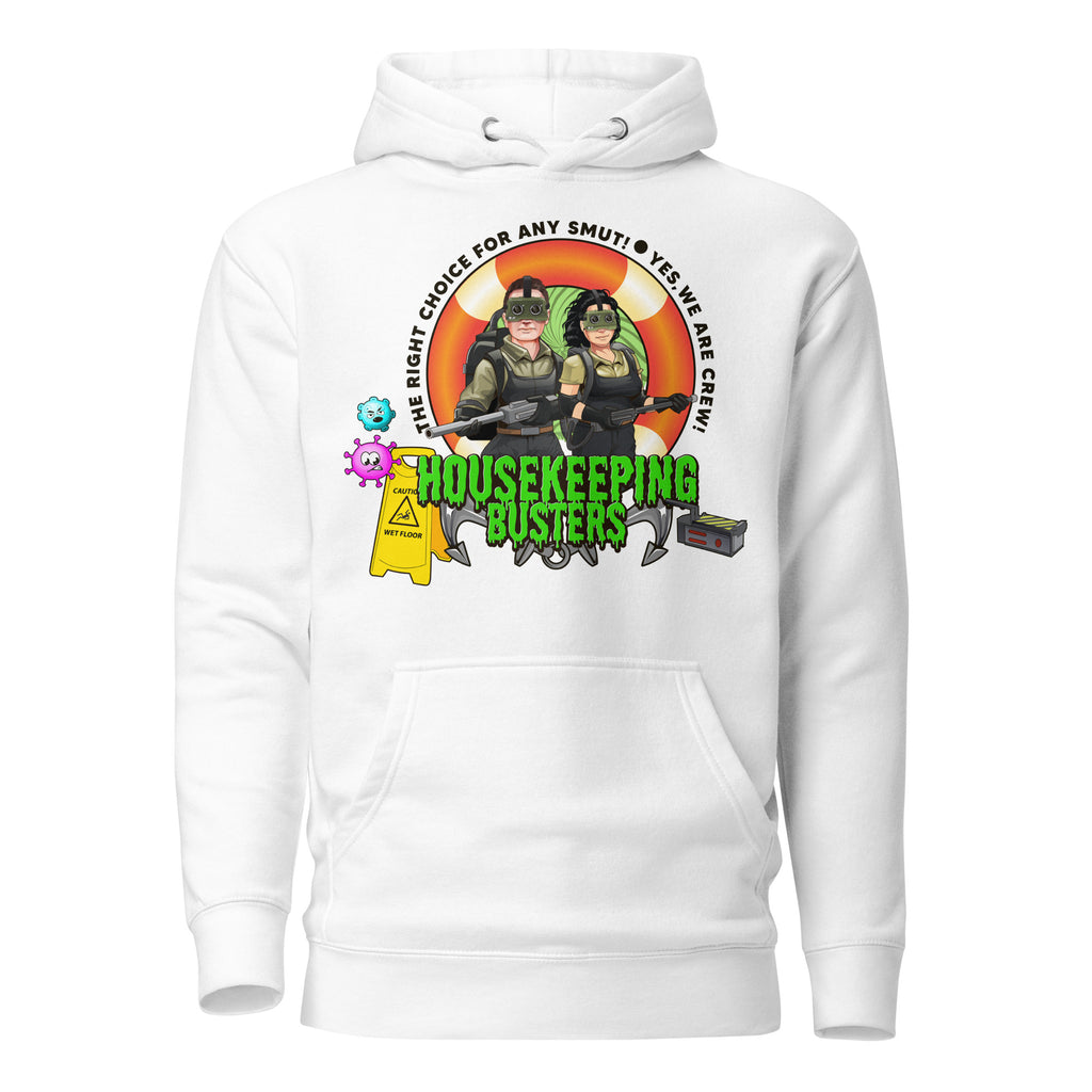 7SHORT1LONG® Housekeeping Department Buster Hoodie featuring a comfortable fit and themed graphic print on the front.