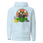 7SHORT1LONG® Housekeeping Department Buster Hoodie with logo, featuring a casual fit and front pocket, worn by a person.