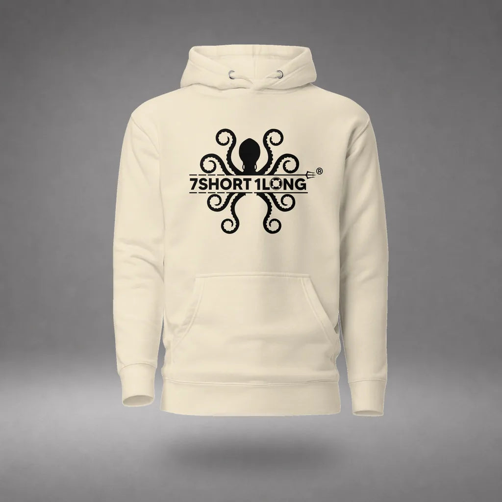 Kraken Maritime Seafarer Hoodie in Bone, featured product view, floating over a gray studio floor.