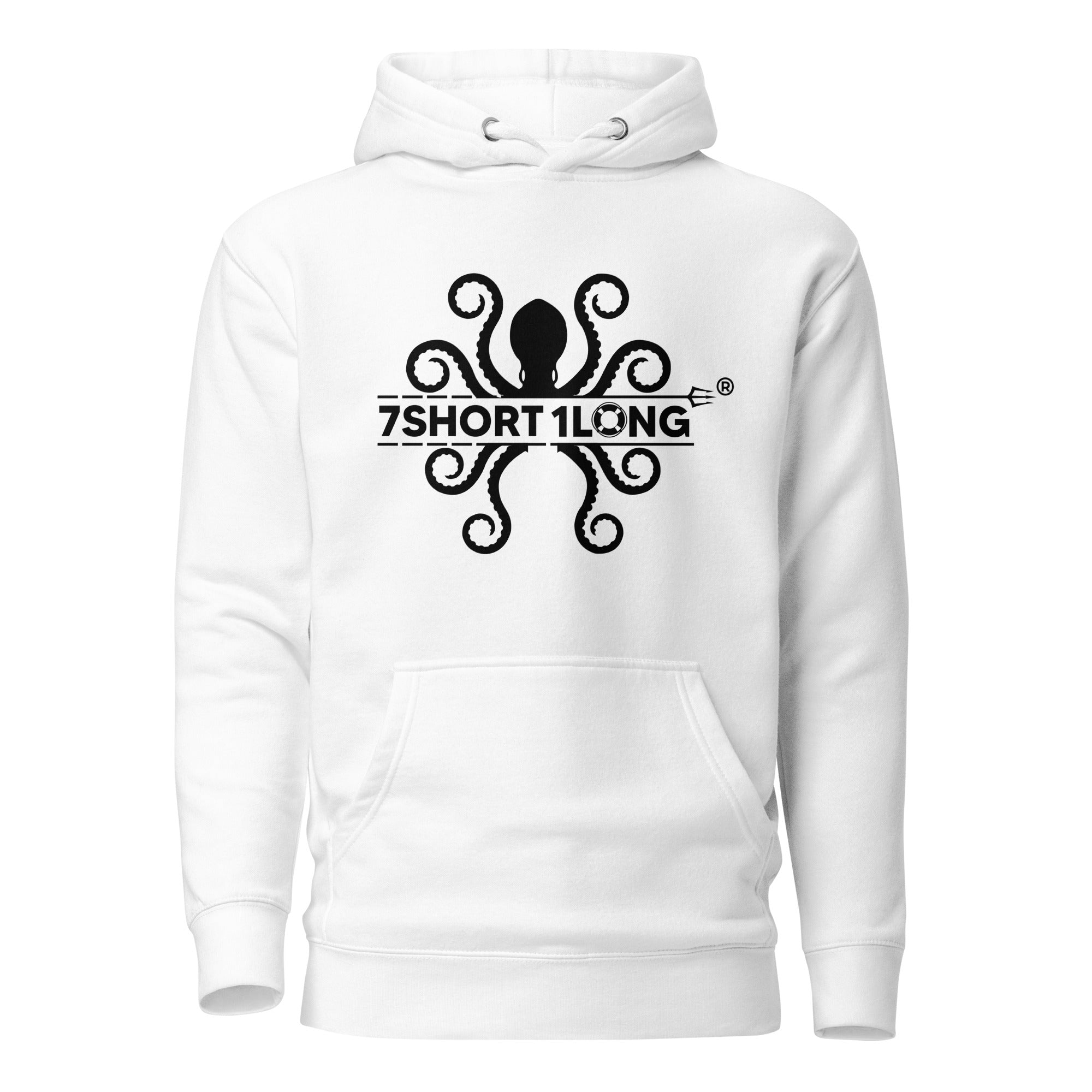 7SHORT1LONG Kraken Maritime Seafarer Hoodie featuring an octopus logo on the front, in navy blue with maritime-inspired design.