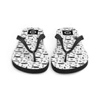 Luxury Cruise Ship Lifestyle flip flops by 7SHORT1LONG® in white and black with maritime pattern.