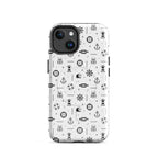 iPhone case in white with black maritime pattern
