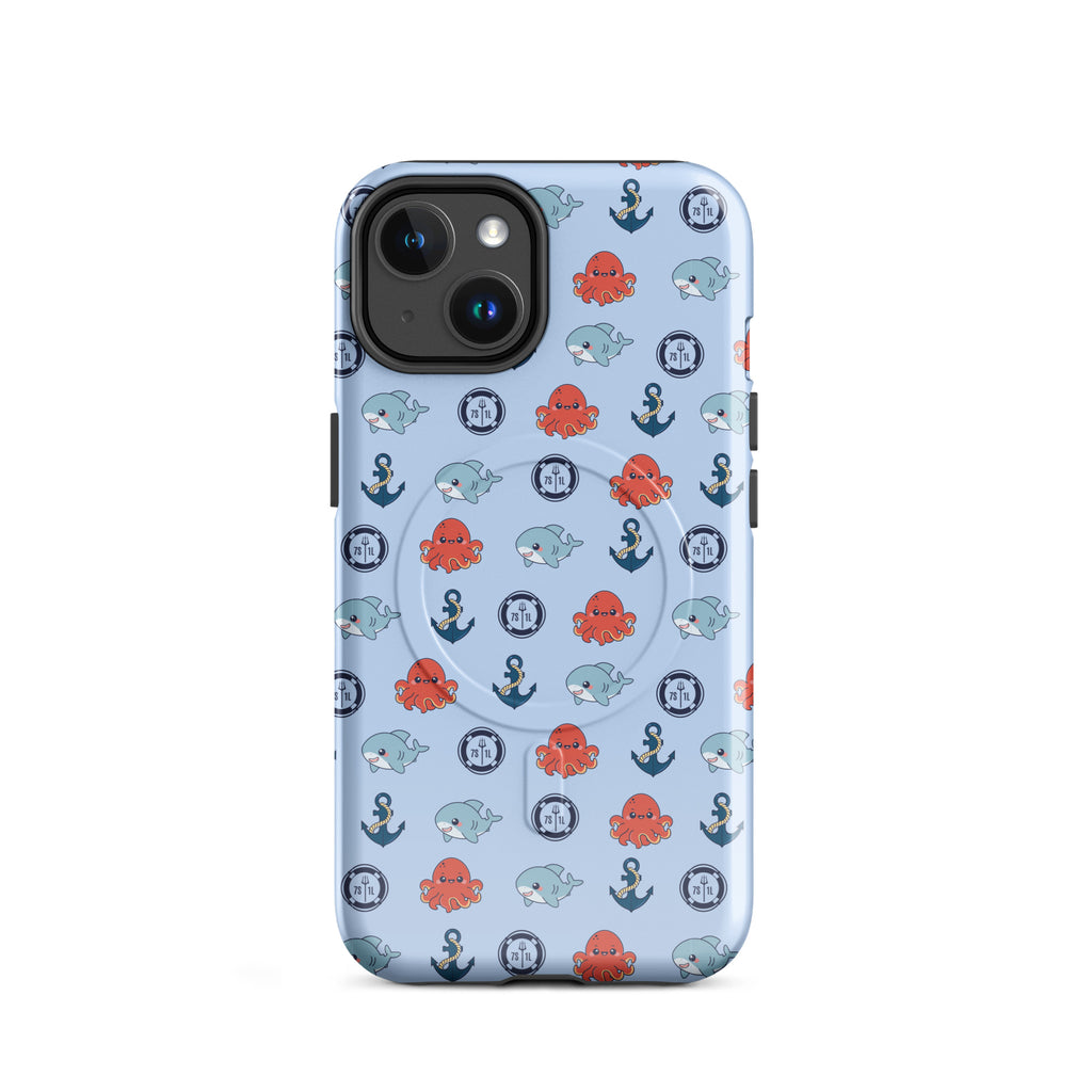 Cute Baby Octopus iPhone case by 7SHORT1LONG® featuring a glossy ocean-themed design with MagSafe compatibility for iPhone 14.