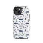 Seafarer design container ship iPhone case by 7SHORT1LONG® with MagSafe compatibility, glossy finish on iPhone 14.