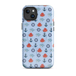 Cute Ocean Party iPhone Case sky blue with baby shark and baby octopus