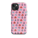 iphone case in pink with baby octopus and baby shark