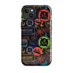 iPhone case with passport stamps and  black background