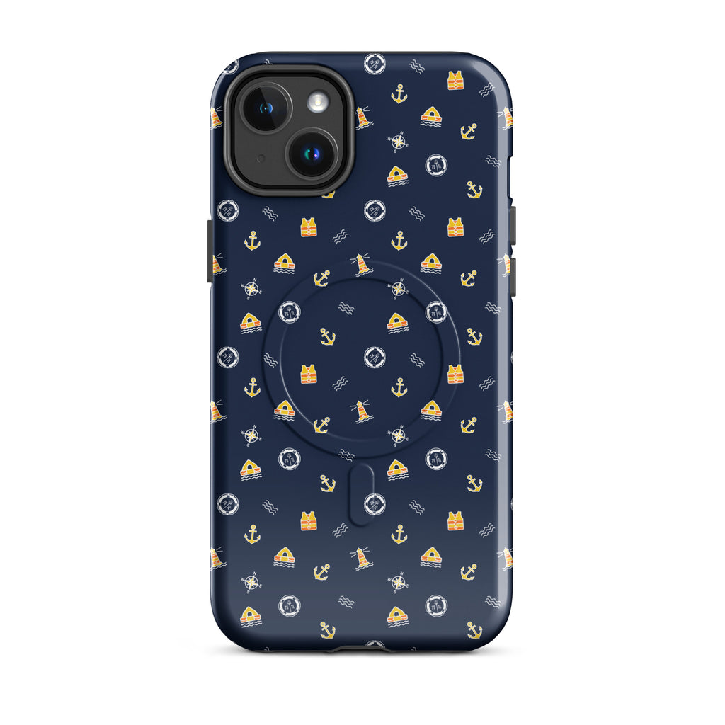 Phone case with safety at sea nautical pattern life raft, life ring