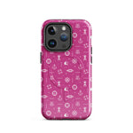iPhone case with a pink background and white nautical maritime design 