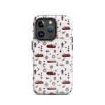Phone case with red maritime pattern on a white background