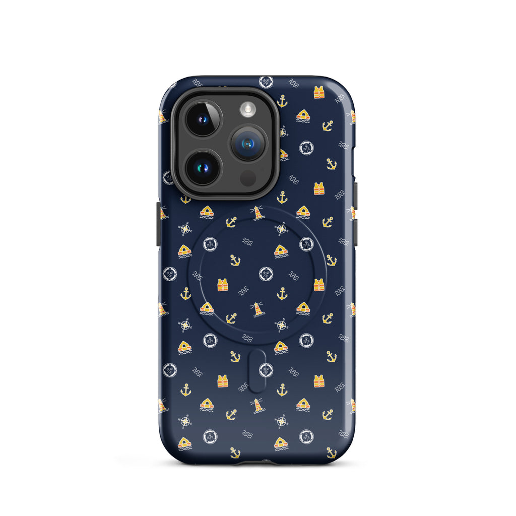 Phone case with safety at sea nautical pattern life raft, life ring