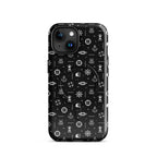 iPhone case with maritime pattern on a black background
