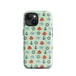 Phone case with nautical pattern featuring baby octopuses, anchors, and baby shark