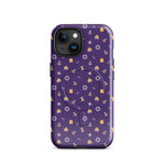 Purple phone case with nautical pattern on a white background
