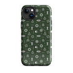 iPhone case with maritime pattern on a green background