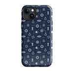 Phone case with nautical pattern on a blue background