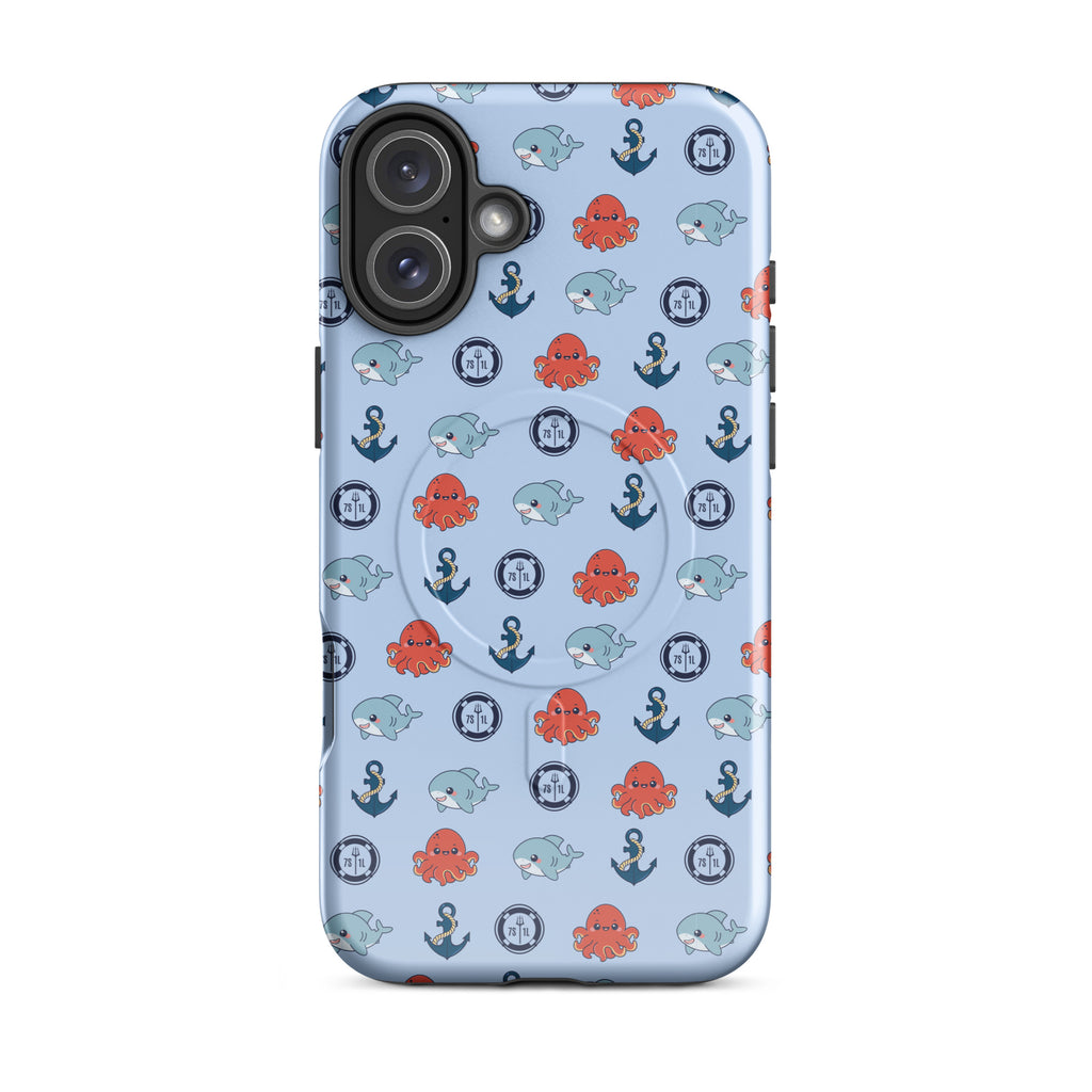 Cute Baby Octopus iPhone case by 7SHORT1LONG® with glossy finish, designed for iPhone 16 Plus, featuring an adorable ocean-inspired octopus design.