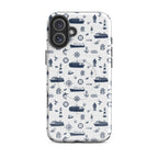 Seafarer design Container Ship iPhone case by 7SHORT1LONG® with MagSafe compatibility on a glossy iPhone 16 Plus.