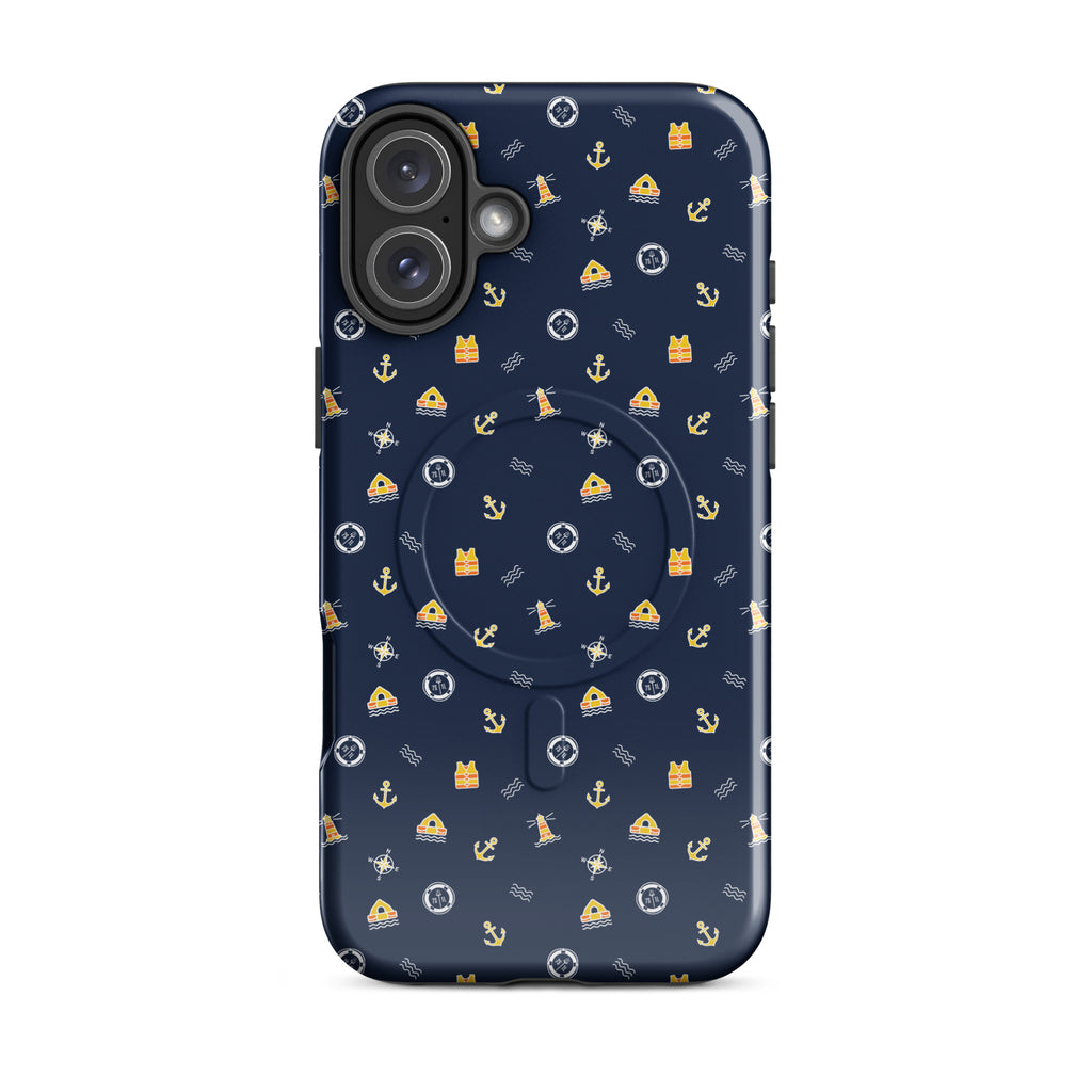 Phone case with safety at sea nautical pattern life raft, life ring